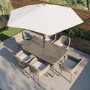 6 Seater Rattan Outdoor Dining Set with Parasol Included - Fortrose