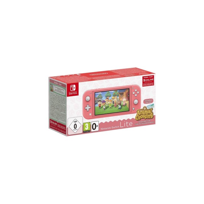 Nintendo Switch Lite Coral + Animal Crossing  &  Online Individual 3 Month Membership. 