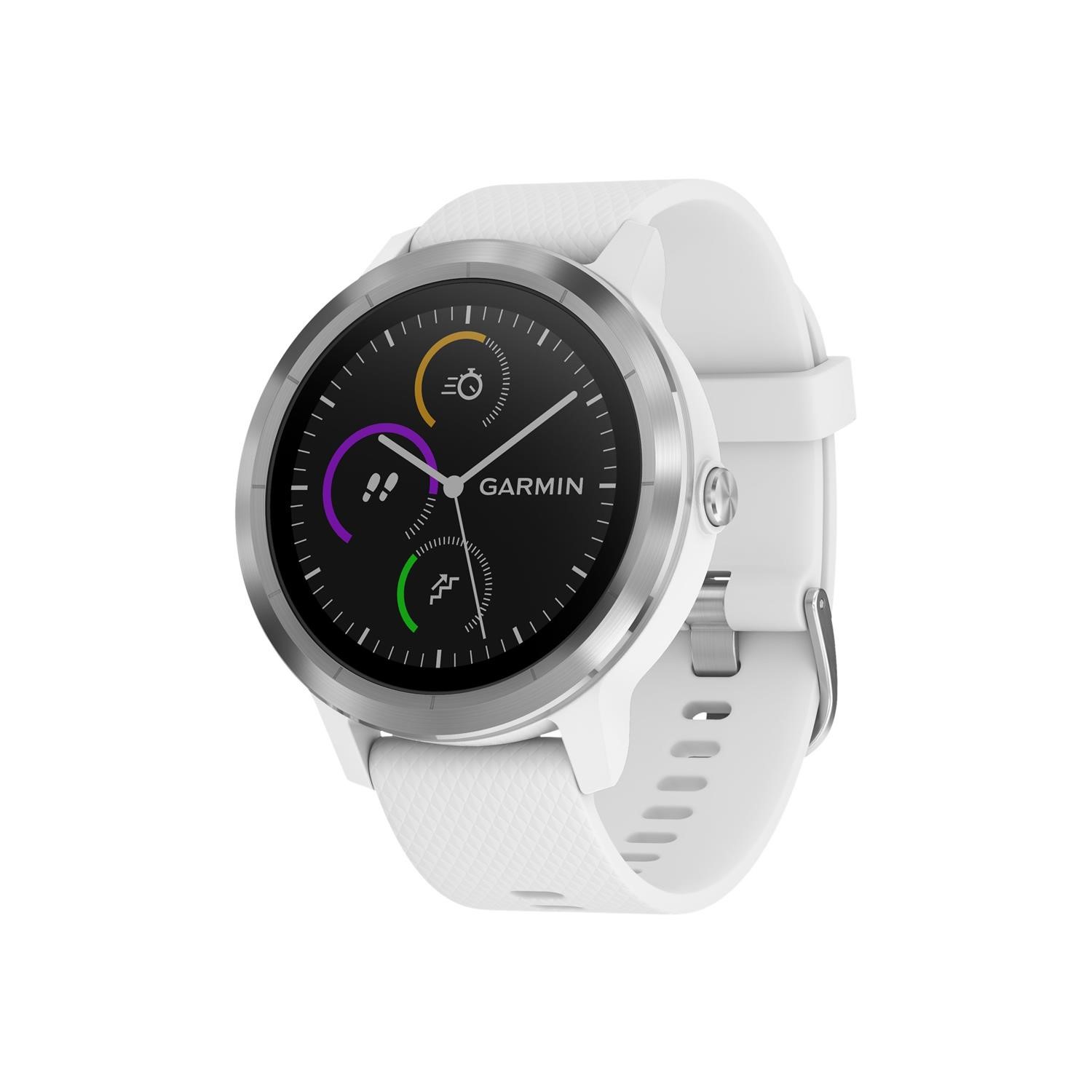 Garmin Vivoactive 3 Stainless Steel with White Silicone Band