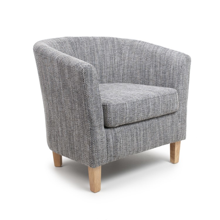 Shankar Grey Tweed Tub Chair & Stool Set