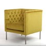 Square Yellow Velvet Armchair with Button Back Detail