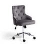Grey Velvet Luxury Tufted Bedroom Chair with Stud Detail