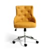Yellow Tufted Leather Effect Luxury Office Chair with Stud Detail