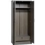 Black Rustic Oak 2 Door Double Wardrobe - Lisbon - Seconique
