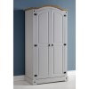 Grey and Pine Painted 2 Door Double Wardrobe - Corona - Seconique