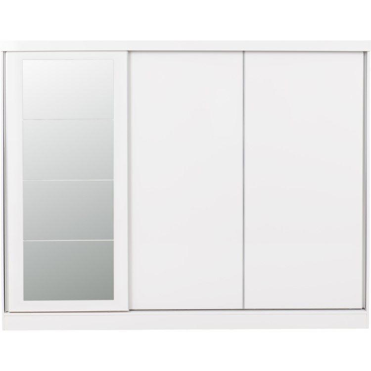 Nevada White Gloss 3 Door Sliding Wardrobe-Seconique