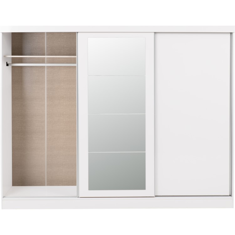 Nevada White Gloss 3 Door Sliding Wardrobe-Seconique