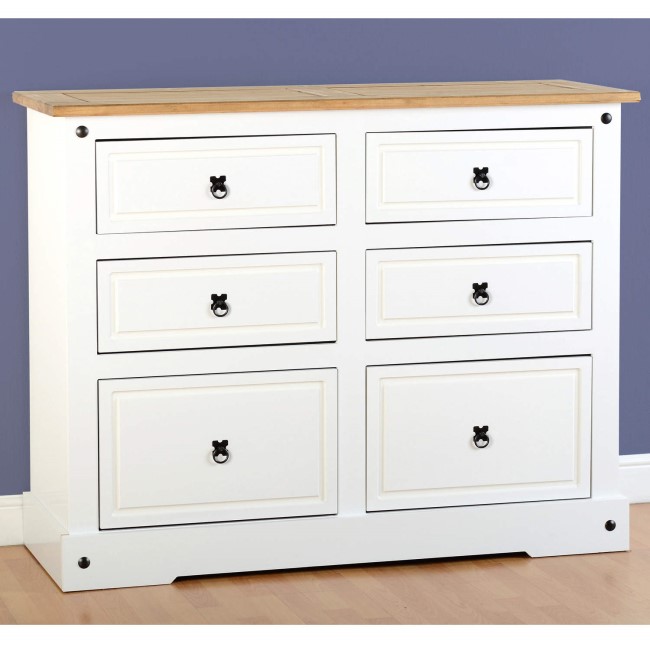 Seconique Corona White 6 Drawer Chest of Drawers