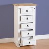 Seconique Corona White 5 Drawer Narrow Chest of Drawers