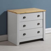 Seconique Ludlow 3 Drawer Chest of Drawers in Grey and Oak