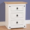 Seconique Corona White 3 Drawer Bedside Table