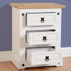Seconique Corona White 3 Drawer Bedside Table