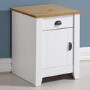 White and Oak Bedside Cabinet with Drawer - Ludlow - Seconique