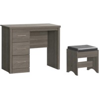 Seconique Lisbon 3 Drawer Dressing Table Set in Black Wood Grain