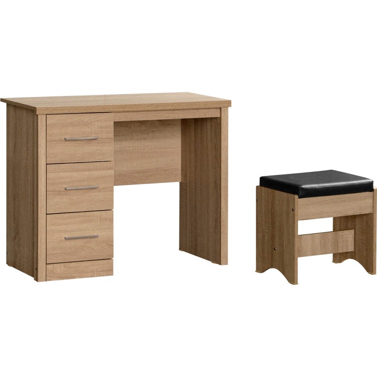 Lisbon 3 Drawer Dressing Table Set in Light Oak Effect