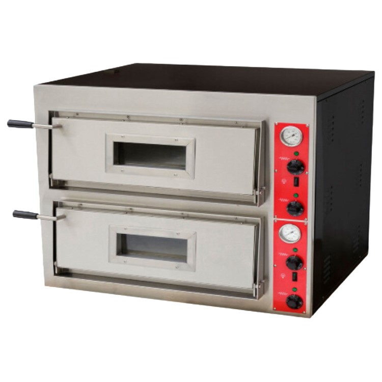 Hamoki PO-4-2 Twin Deck Electric Pizza Oven 8 x 14" Pizzas - 2 x 700mm Decks - Up To 500C. Single Phase 9.6kW