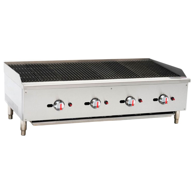 Hamoki ECB-48SX Premium Extra Large Gas Countertop 4 Burner Charbroiler Quad Controls 120000 Btu/hr