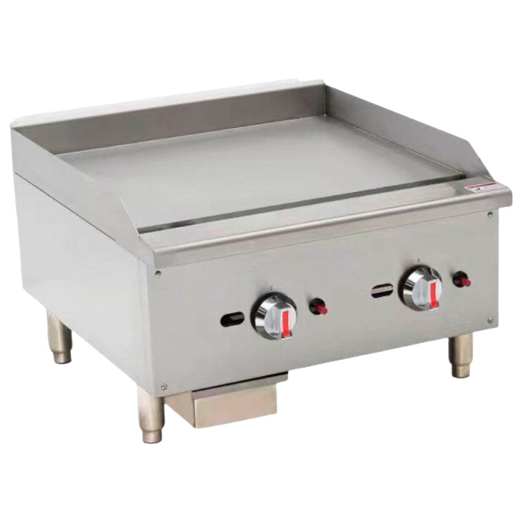 Hamoki EGG-24SX Heavy Duty Gas Countertop Griddle 600mm Wide. 2 Burners. 60000 btu
