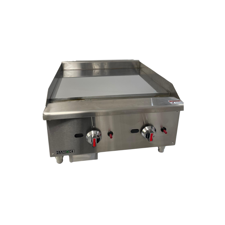 Hamoki EGG-24SX Heavy Duty Gas Countertop Griddle 600mm Wide. 2 Burners. 60000 btu