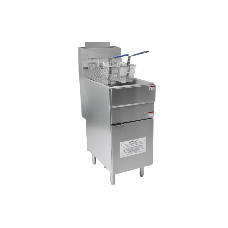 Hamoki GF120 High Power Twin Basket  Natural Gas Commercial Gas Fryer 25ltr - 4 Burners - 120000 Btu/hr Freestanding Single Tank