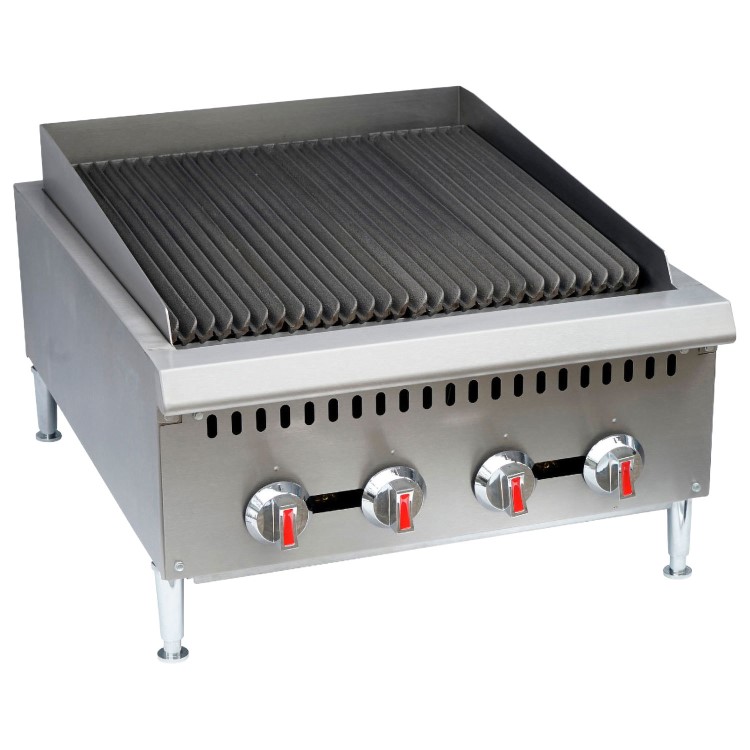 Hamoki GCB-24 Heavy Duty 4 Burner Gas Radiant Charbroiler Four Controls 80000 Btu/hr