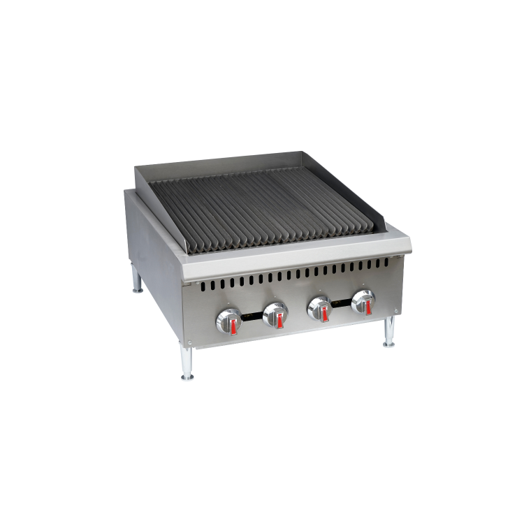 Hamoki GCB-24 Heavy Duty 4 Burner Gas Radiant Charbroiler Four Controls 80000 Btu/hr