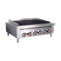 Hamoki GCB-36 Large 6 Burner Heavy Duty Gas Radiant Charbroiler 6 Controls 120000 Btu/hr