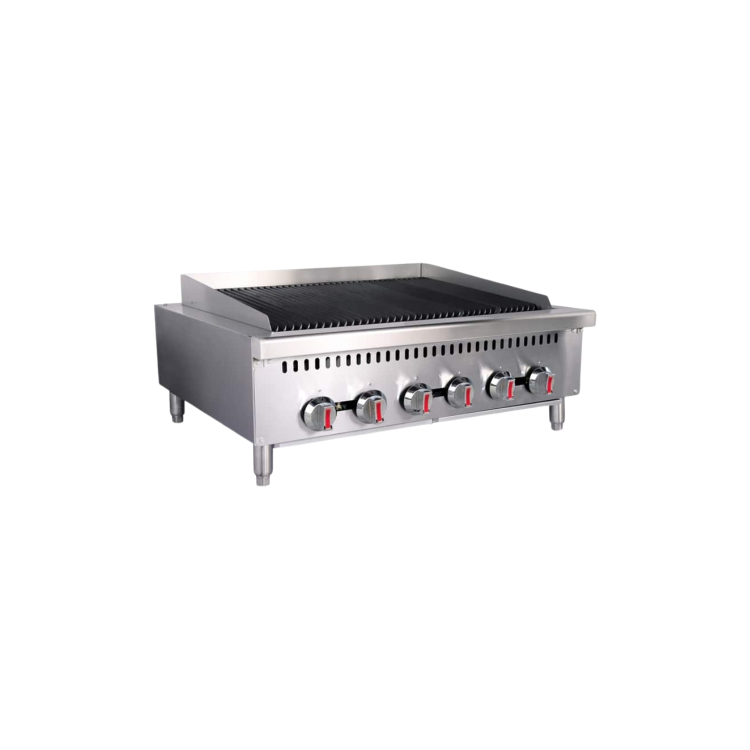 Hamoki GCB-36 Large 6 Burner Heavy Duty Gas Radiant Charbroiler 6 Controls 120000 Btu/hr