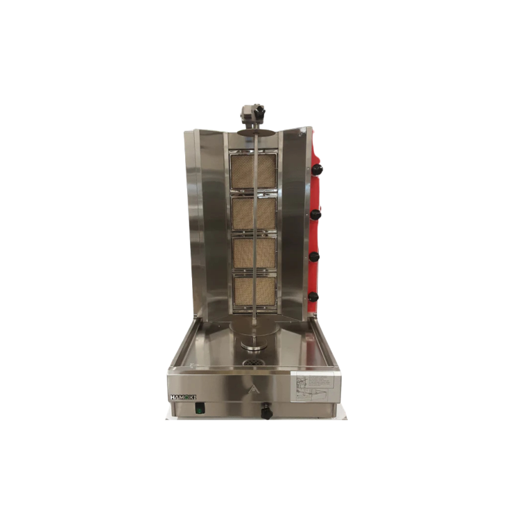 Hamoki KB-4 Natural Gas 4 Burner Kebab Grill - Rotating Turntable - Bottom Mounted Motor - 14kW - 38000btu