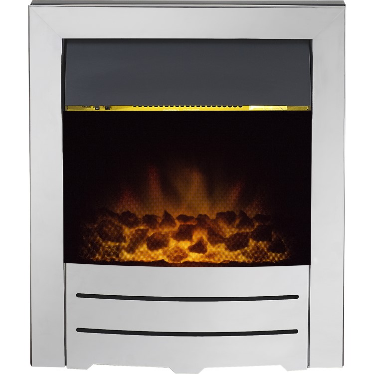 Adam Chrome Inset Electric Fireplace with LED Lights - Colorado