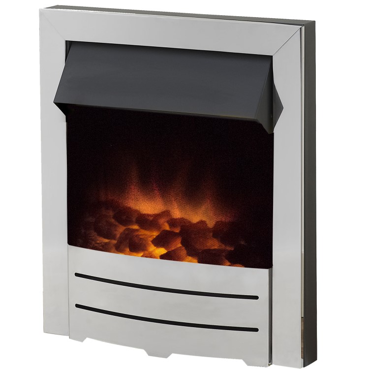 Adam Chrome Inset Electric Fireplace with LED Lights - Colorado