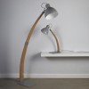 Grey &amp; Wood Curved Floor Lamp - Nanna
