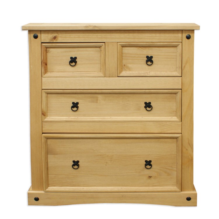 Corona Mexican 2+2 Chest of Drawers In Solid Pine 