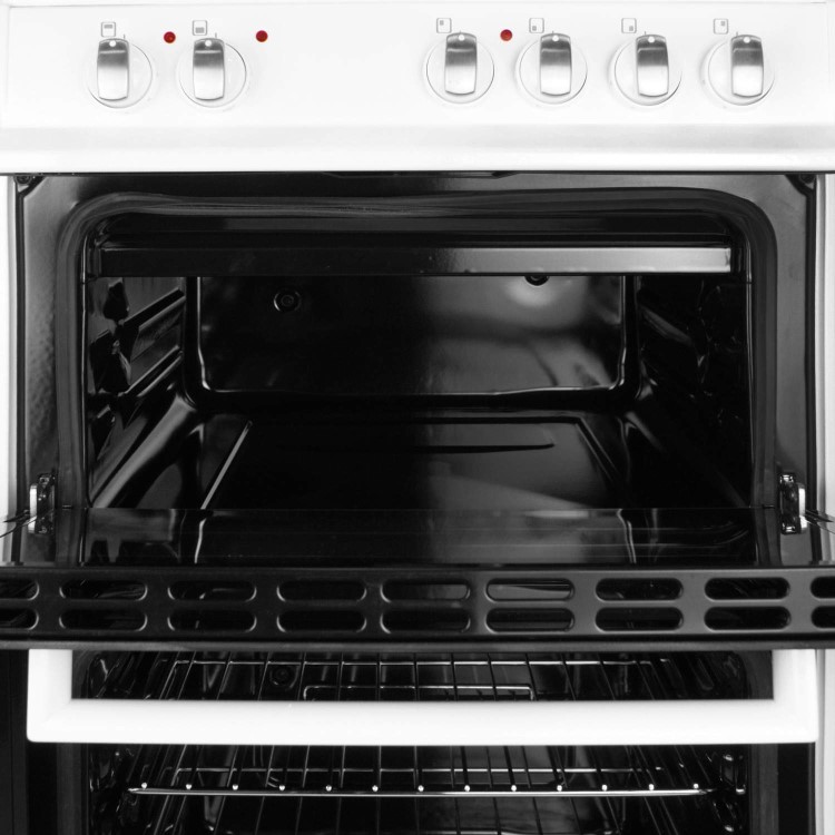 electriQ 50cm Electric Twin Cavity Cooker With Solid Hotplate - White