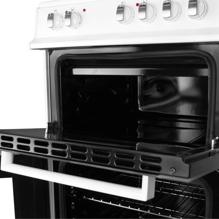 electriQ 50cm Electric Twin Cavity Cooker With Solid Hotplate - White