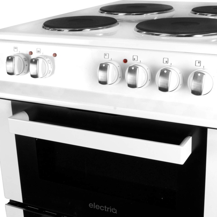 electriQ 50cm Electric Twin Cavity Cooker With Solid Hotplate - White