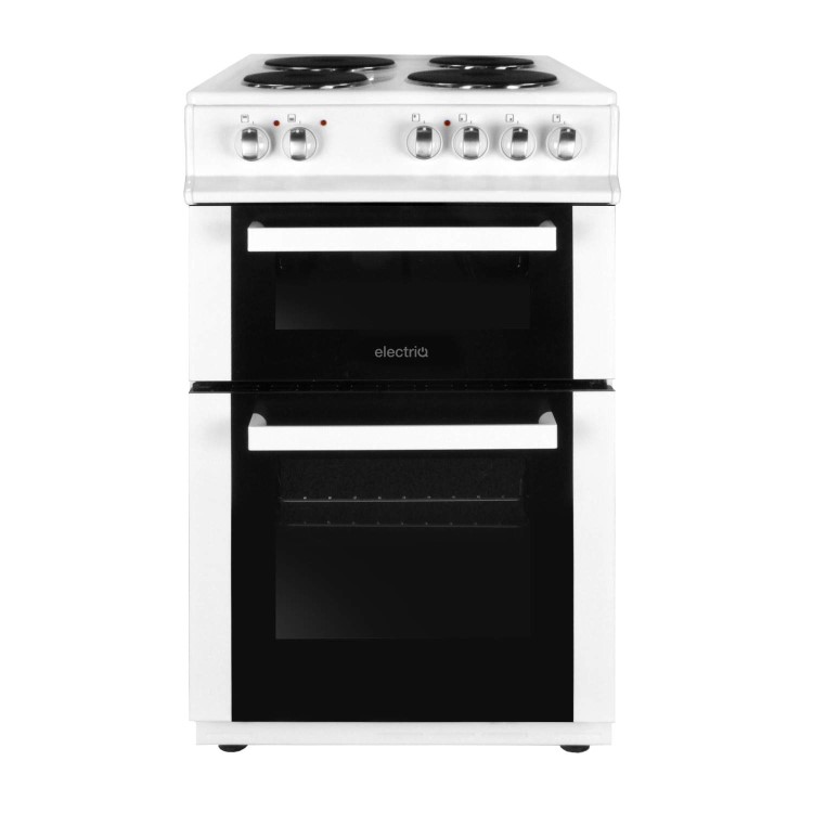 electriQ 50cm Electric Twin Cavity Cooker With Solid Hotplate - White