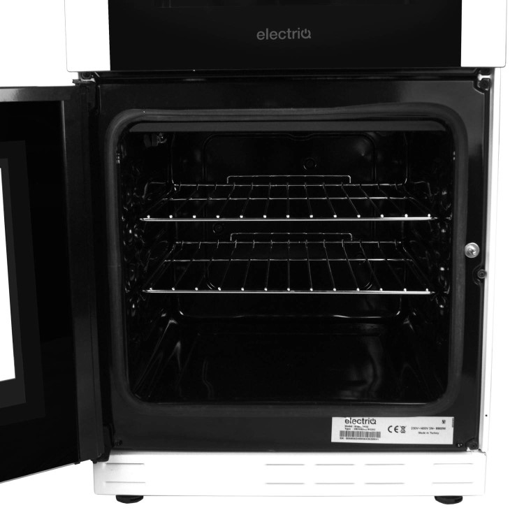 electriQ 50cm Electric Twin Cavity Cooker With Solid Hotplate - White