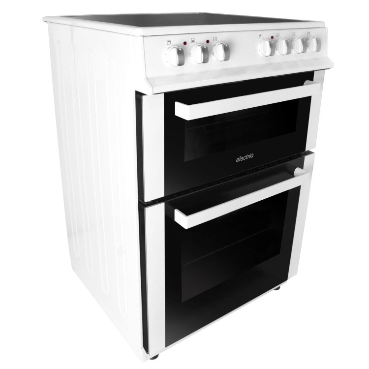 electriQ 60cm Electric Cooker with Twin Cavity and Ceramic Hob - White 
