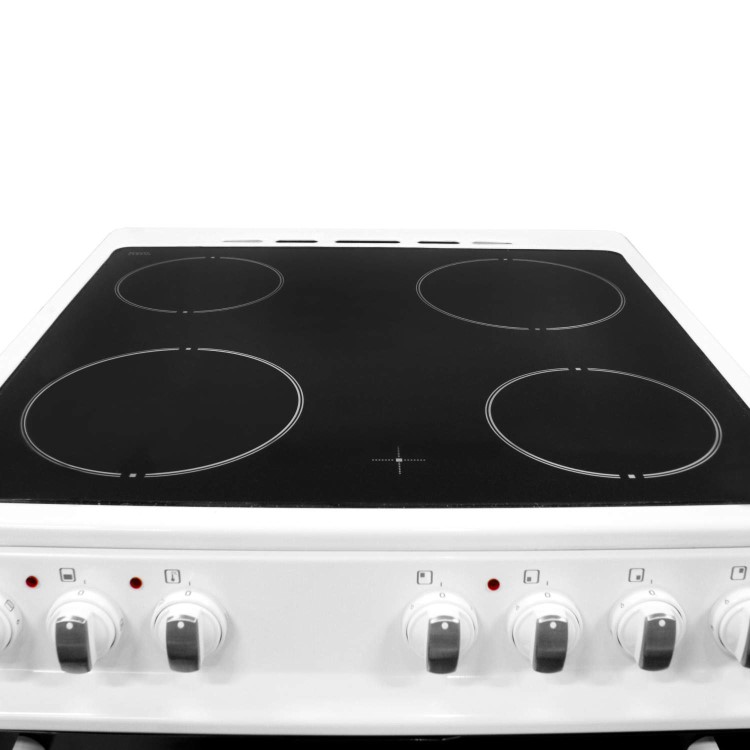 electriQ 60cm Electric Cooker with Twin Cavity and Ceramic Hob - White 
