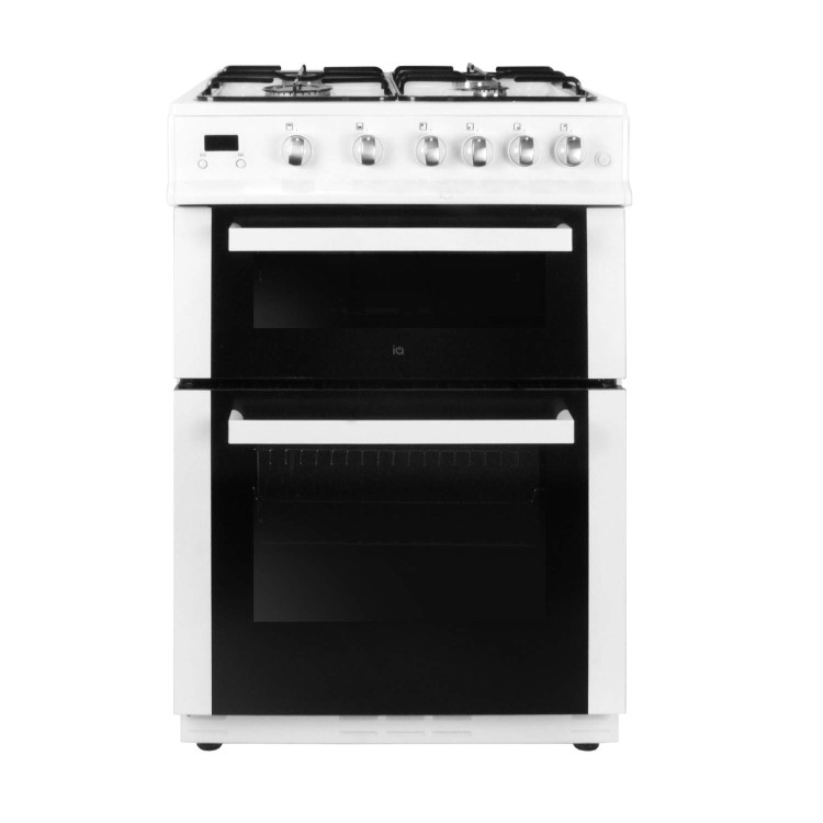 iQ 60cm Gas Cooker With Double Oven in White
