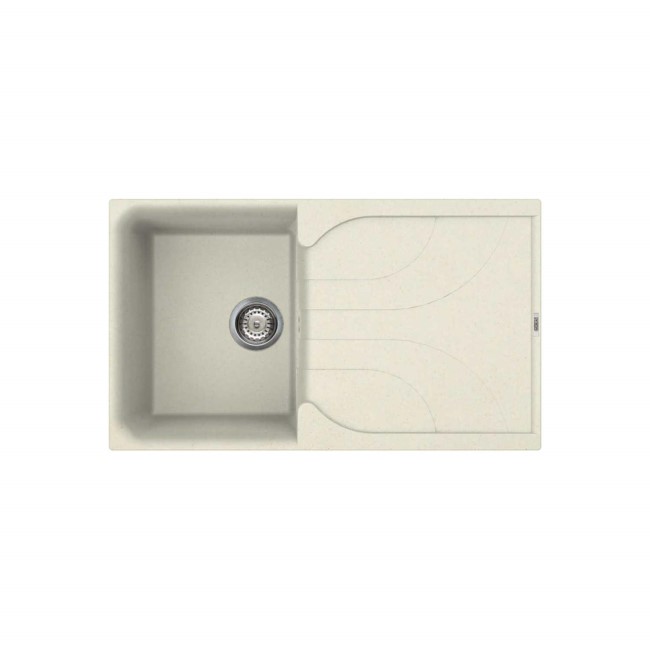 Single Bowl Cream Composite Kitchen Sink with Reversible Drainer - Reginox