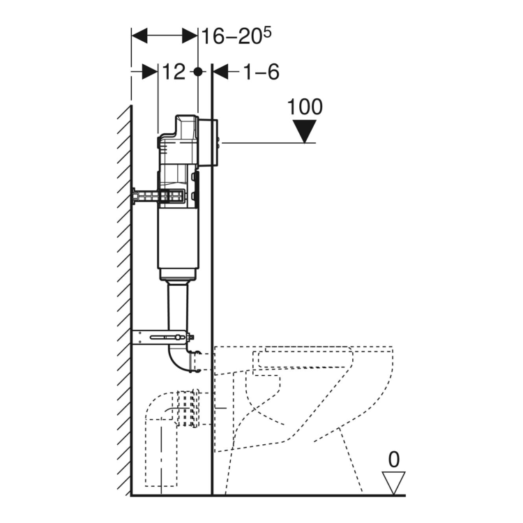 GRADE A1 - Geberit Delta Concealed Cistern and Chrome Flush Plate