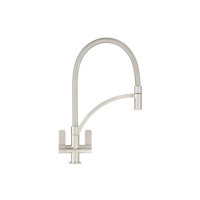 Franke Silk Steel Twin Lever Pull Out Kitchen Mixer Tap - Wave