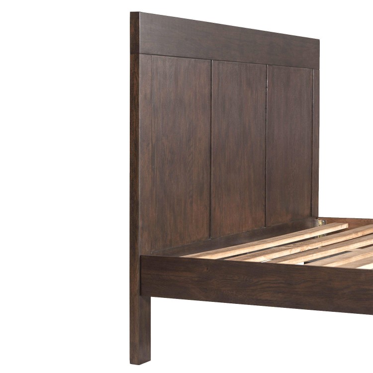 Pacific Solid Dark Oak Kingsize Bed Frame - Walnut Effect