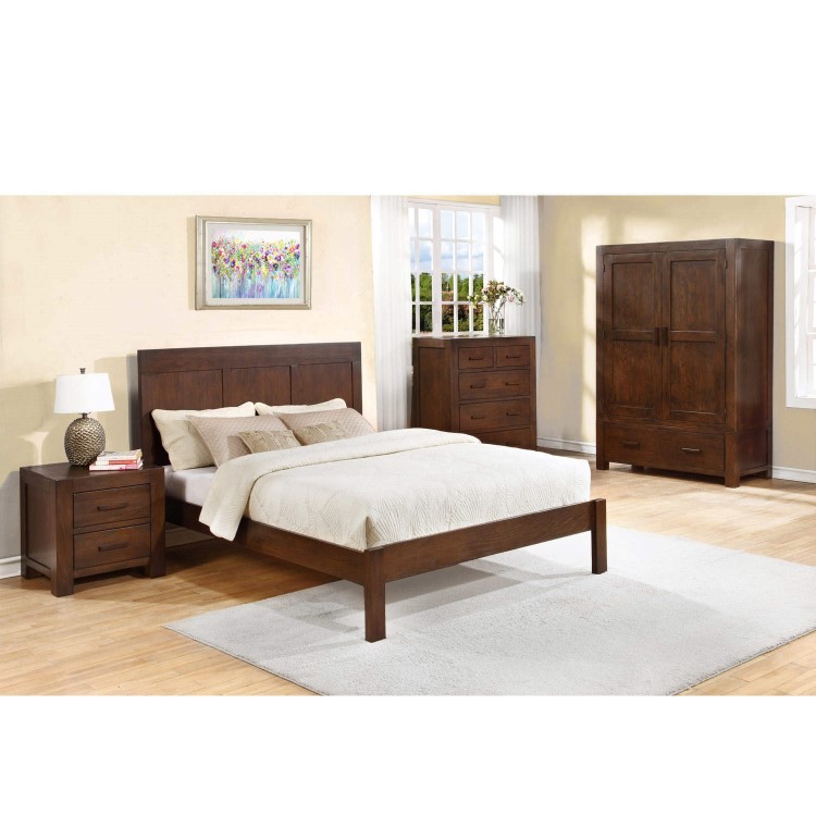 Pacific Solid Dark Oak Kingsize Bed Frame - Walnut Effect