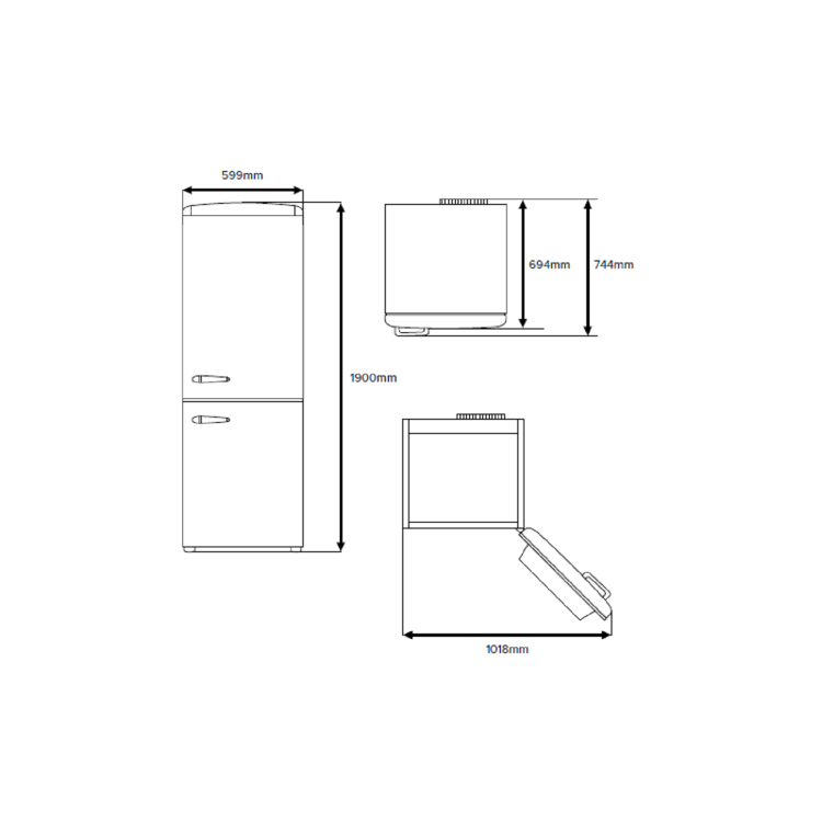 Refurbished CDA Florence Tea Rose Freestanding 330 Litre 60/40 Frost Free Retro Fridge Freezer Pink