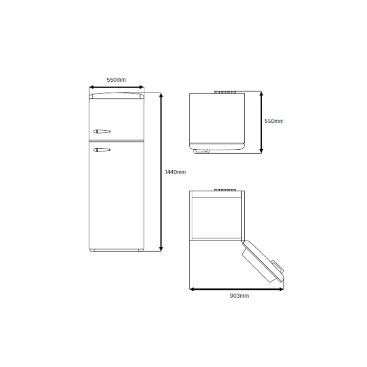 CDA 206 Litre Top Mount Retro Freestanding Fridge Freezer - Betty Meadow