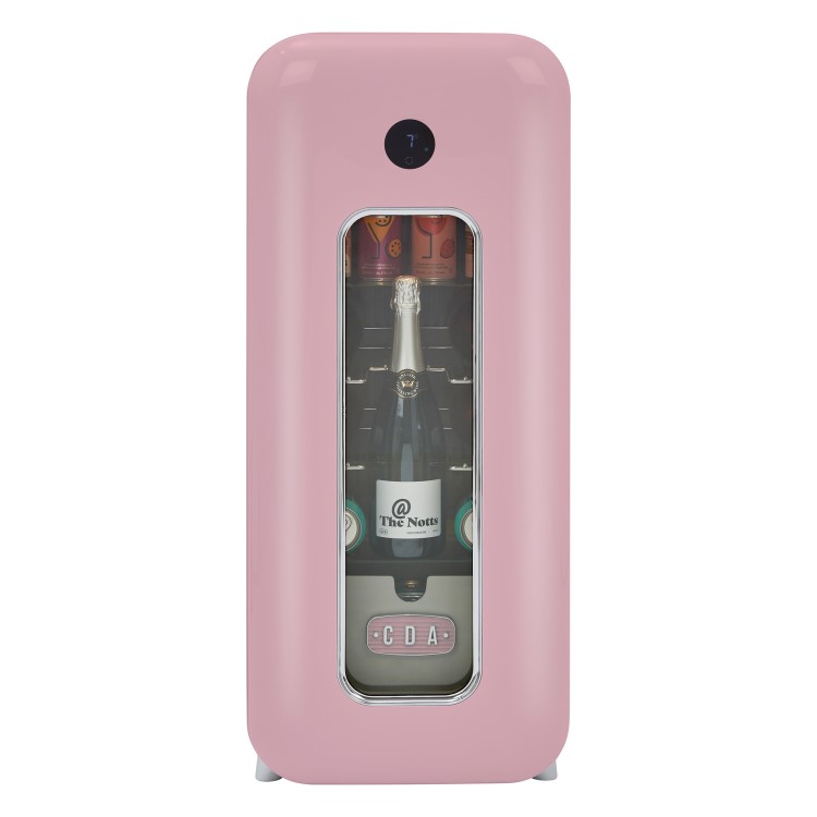 Refurbished CDA Nancy Tea Rose Freestanding 13 Bottle Single Zone Retro Wine Cooler Pink