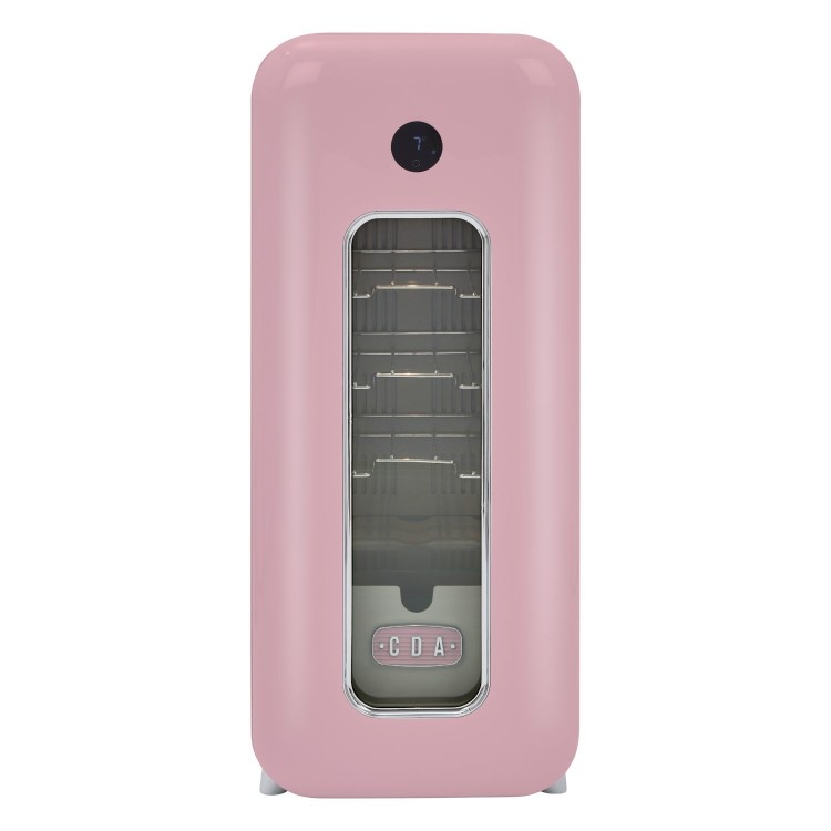 Refurbished CDA Nancy Tea Rose Freestanding 13 Bottle Single Zone Retro Wine Cooler Pink